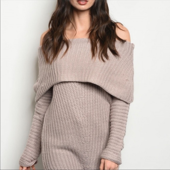 Slouchy NWT shoulder Beige loose knit top - Picture 3 of 4